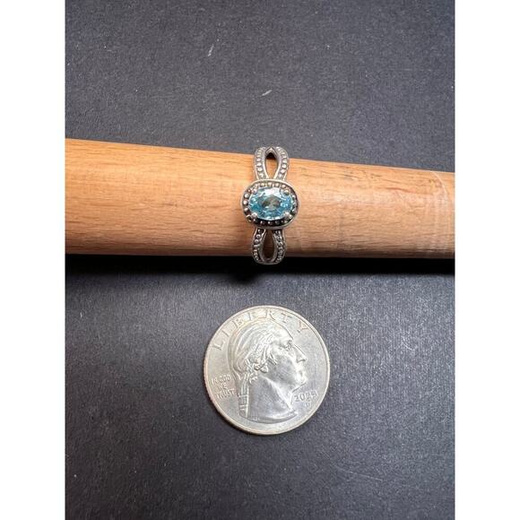 Blue topaz sterling silver ring size 9 - Picture 11 of 16